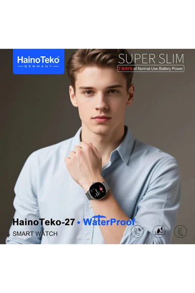 HainoTeko-27 Gold Akıllı Saat BT Görüşmeli, 3  Kordonlu AMOLED Ekran - Resim 2