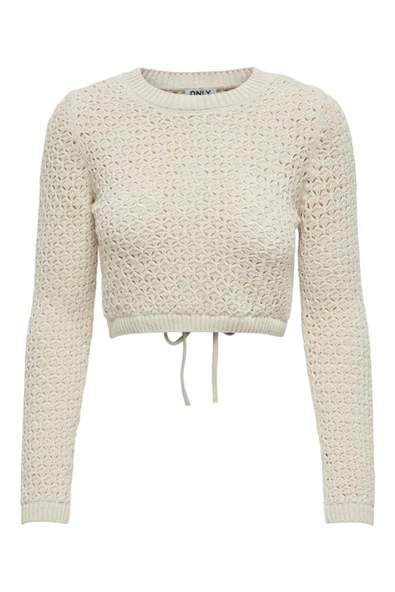 Only   ONLMAURA LIFE LS BACK DETAIL O-NECK KNT Kadın Beyaz Kazak - 15318340 - Resim 6
