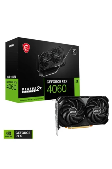 MSI RTX 4060 Ventus 2X Black 8G OC 128 Bit GDDR6 8 GB Ekran Kartı Teşhir ürün görseli 1