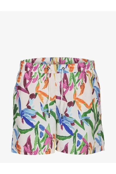 Jack & Jones   JPSTFIJI JJSWIM AOP ORIGINALS LY Erkek Buttercream Deniz Şortu - 12253510 - Resim 2