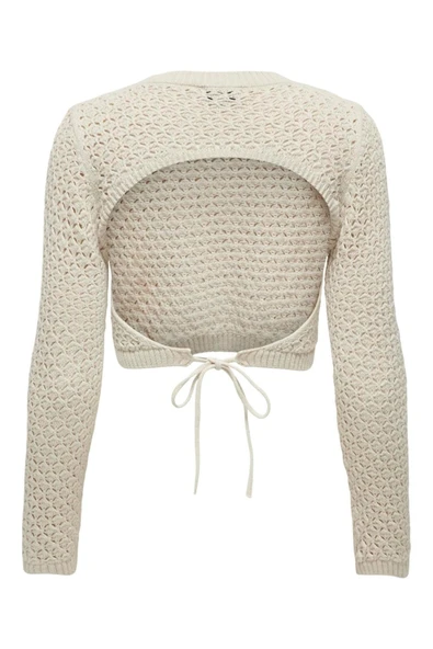 Only   ONLMAURA LIFE LS BACK DETAIL O-NECK KNT Kadın Beyaz Kazak - 15318340 - Resim 7