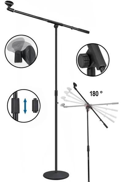 Lastvoice BMS-02 Hareketli Kol Döküm Tabanlı Boy Mikrofon Standı Sehpası ürün görseli 1