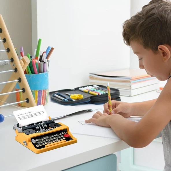 Oyuncak Lego Daktilo Yapı Seti JK8216 Nostaljik Tasarım, Eğitici Yap-Boz Oyuncağı - Resim 4