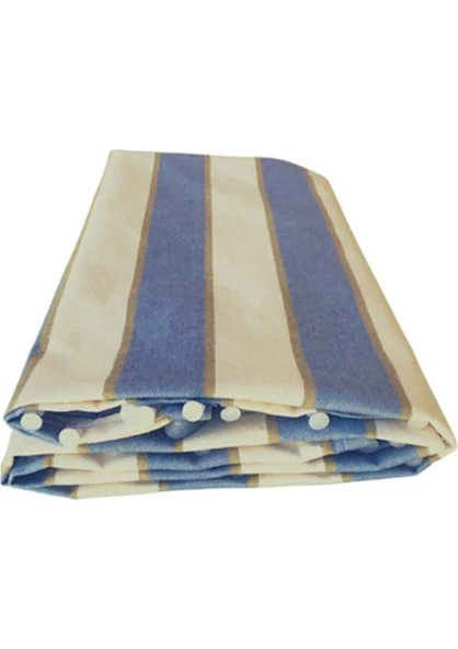 CEYLAN Home Balkon Perdesi Bağcıklı Halkalı Ölçü Seçenekli Gri Krem Çizgili - Resim 3