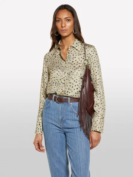 %100 Viskoz Desenli Regular Fit Gömlek Kadın Beyaz Mix Gömlek - 325P5PHVLQFF7 ürün görseli 1