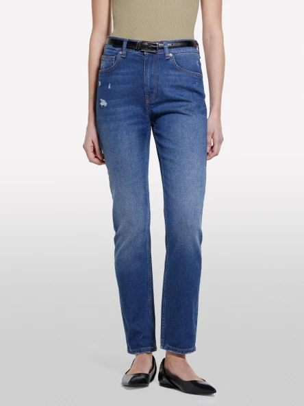 Sisley   Pamuk Karışımlı Normal Bel Denim Pantolon Kadın Buz mavisi Denim Pantolon - 325P4IM7LE047 - Resim 5