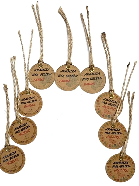 Pratikbox Yuvarlak etiket Kraft 250gr/Yenidoğan/Doğum günü/Hediyelik/3,80 cm/Kuş gözü delikli/Jüt ipli/35 Ad. - Resim 2