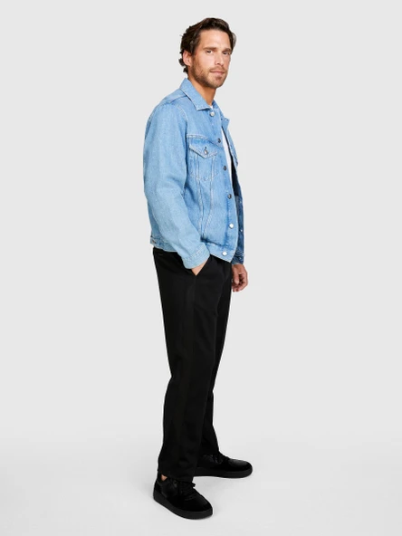 Sisley   %100 Koton Slim Fit Denim Ceket Erkek Renkli Ceket - 323A2V8JSN02B - Resim 2