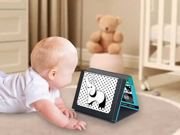 Diytoy Fiziksel ve Zihinsel Gelişim Seti: Tummy Time Aynalı Zeka Kartları + Manyetik Alfabe ve Meyve Sebzeler (3'lü Paket) - Resim 5