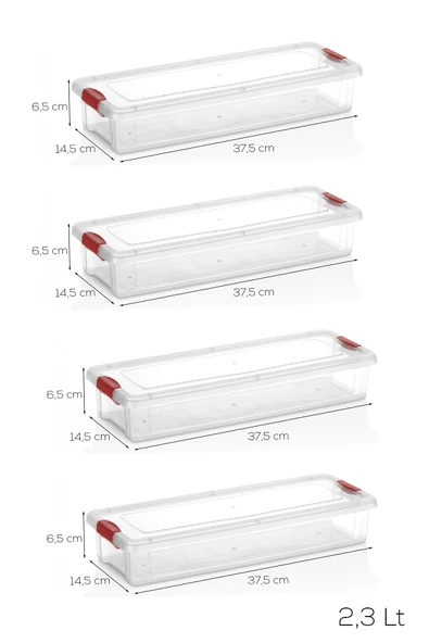Porsima 455-4 4lü Kilitli Kapaklı Yiyecek Erzak Saklama Kabı Seti - Buzdolabı Düzenleyici Organizeri 2,3lt - Resim 5