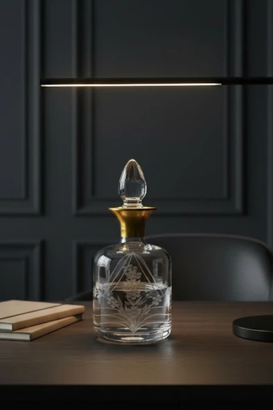 Cam Yaldızlı El İmalatı 1 Litre Su Viski Şişesi Başucu Sürahisi m8 ürün görseli 1