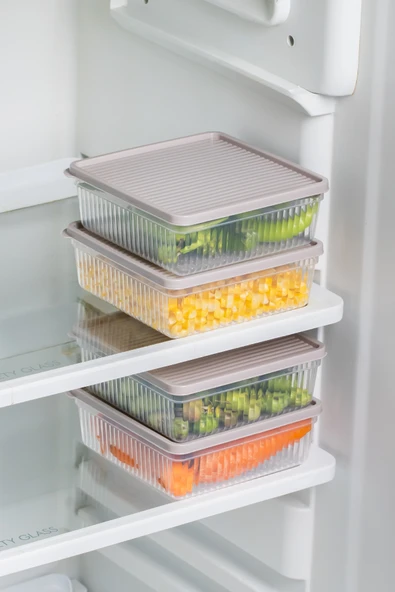 Porsima 5306 4lü Buzdolabı ve Difriz Düzenleyici Saklama Kabı Seti - BPA İçermez, Mikrodalga Uyumlu, Kapaklı, Gıda Saklama Kabı, Kapicino, 1 Lt - Resim 4