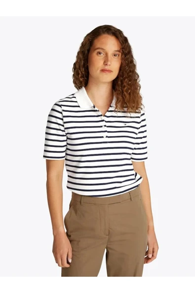 1985 REG PIQUE POLO SS Kadın Mavi Polo - WW0WW43224 ürün görseli 1