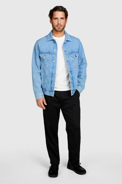 Sisley   %100 Koton Slim Fit Denim Ceket Erkek Renkli Ceket - 323A2V8JSN02B - Resim 11