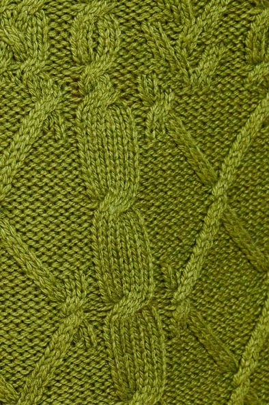 Yün Karışımlı Yüksek Bel Aran Motif Örgü Triko Mini Etek Kadın Yeşil Etek - 323A17L3M0008 - Resim 10