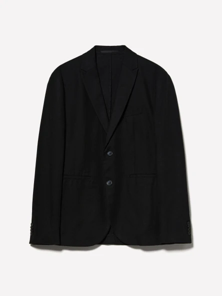 Sisley   %100 Pamuk Şerit Cep Detaylı Rahat Kesim Kruvaze Ceket Erkek Siyah Ceket - 324A2WMDSW020 - Resim 2