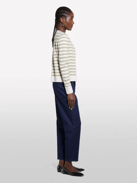 Sisley   Pamuk Karışımlı Normal Bel Denim Chino Pantolon Kadın İndigo Denim Pantolon - 325P4TAYLF06G - Resim 6