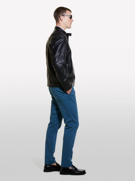 Sisley   Yanları Cepli Fermuarlı Dar Kesim Suni Deri Ceket Erkek Siyah Ceket - 324A2KLSSN036 ürün görseli 1