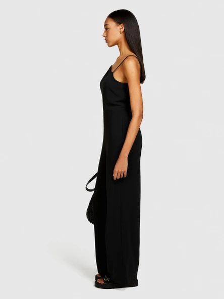 İnce Askılı Önü Asimetrik Detaylı Palazzo Tulum Kadın Siyah Tulum - 324P41AYLT00G ürün görseli 1