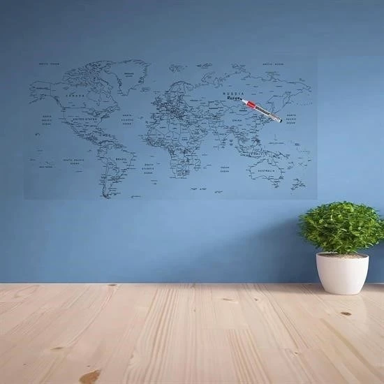 AMS NET®  Yazılabilir Dünya Haritası Manyetik Duvar Stickerı 110 x 56 cm - Resim 3