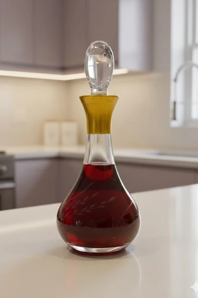 Cam Yaldızlı El İmalatı 700cc Zeytinyağlık Likör Şişesi Başucu Sürahisi m19 ürün görseli 1