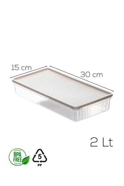 Porsima 5309 4lü Buzdolabı ve Difriz Düzenleyici Saklama Kabı Seti - BPA İçermez, Mikrodalga Uyumlu, Kapaklı, Gıda Saklama Kabı, Kapicino, 2 Lt - Resim 5