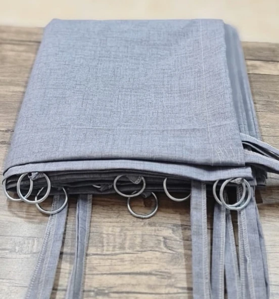 CEYLAN Home Balkon Perdesi Bağcıklı Halkalı Ölçü Seçenekli Düz Gri ürün görseli 1