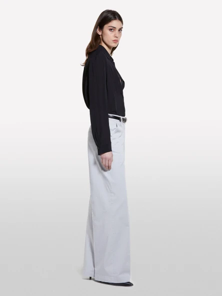 %100 Viskoz Arkası Uzun Over Fit Gömlek Kadın Siyah Gömlek - 325P5IDTLQ08R - Resim 2