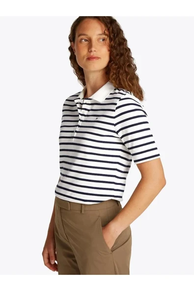 1985 REG PIQUE POLO SS Kadın Mavi Polo - WW0WW43224 - Resim 4