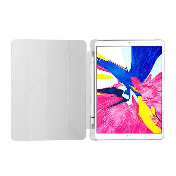 Apple iPad 10.2 2021 (9.Nesil) Kılıf Zore Tri Folding Kalem Bölmeli Standlı Kılıf - Resim 7