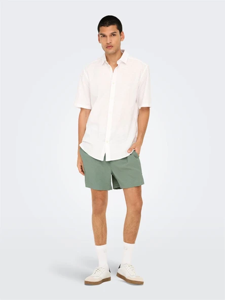 Only & Sons   ONSTED LIFE SOLID SEERSUCKER SWIM NOOS Erkek Iceberg Green Deniz Şortu - 22028813 - Resim 6