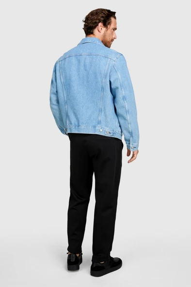 Sisley   %100 Koton Slim Fit Denim Ceket Erkek Renkli Ceket - 323A2V8JSN02B - Resim 7