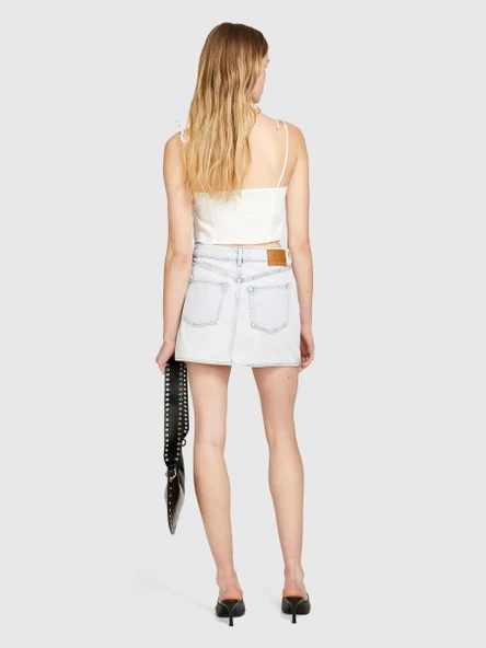 %100 Pamuk Önü Süsleme Detaylı Bağlamalı Askılı Üst Kadın Kırık Beyaz Gömlek - 324P5WDVLH014 ürün görseli 1