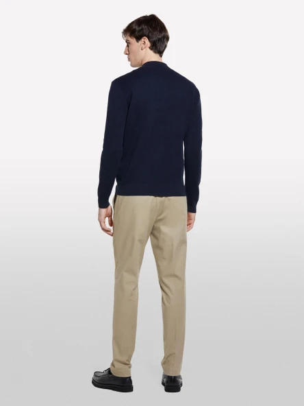 Sisley   Pamuk Karışımlı Fermuarlı Bomber Hırka Erkek Lacivert Hırka - 325P10F2S500H - Resim 2