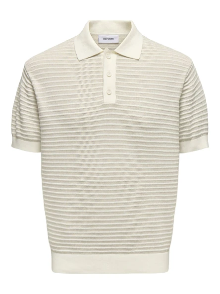 ONSGUSTAV VIN 12 BUTTON POLO KNIT Erkek Gri Polo - 22031848 - Resim 3