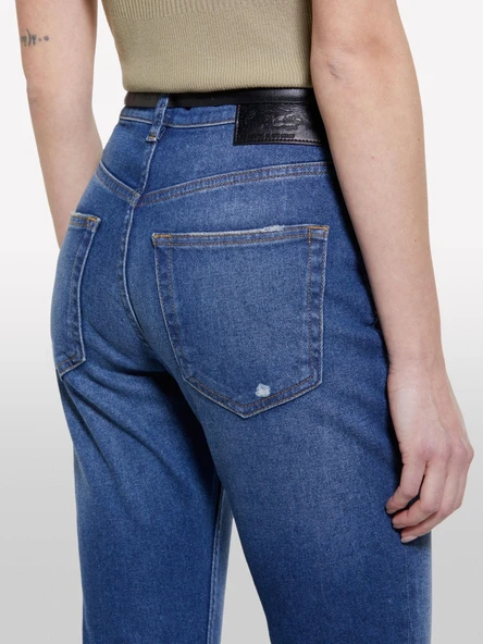 Sisley   Pamuk Karışımlı Normal Bel Denim Pantolon Kadın Buz mavisi Denim Pantolon - 325P4IM7LE047 - Resim 4