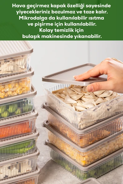 Porsima 5306 4lü Buzdolabı ve Difriz Düzenleyici Saklama Kabı Seti - BPA İçermez, Mikrodalga Uyumlu, Kapaklı, Gıda Saklama Kabı, Kapicino, 1 Lt - Resim 2