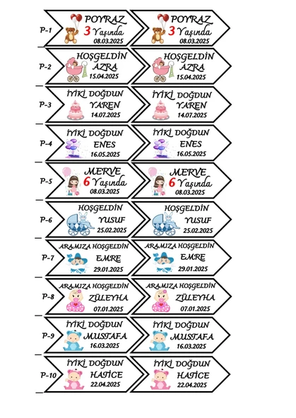 Pratikbox Kraft 250gr Kağıt etiket/Yenidoğan/Doğum günü/Hediyelik 2,5x7cm/Kuş gözü delikli/ Jüt ipli/60 Adet - Resim 2