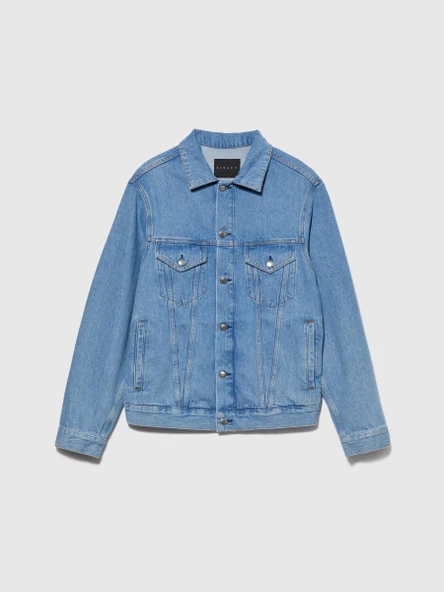 Sisley   %100 Koton Slim Fit Denim Ceket Erkek Renkli Ceket - 323A2V8JSN02B - Resim 3