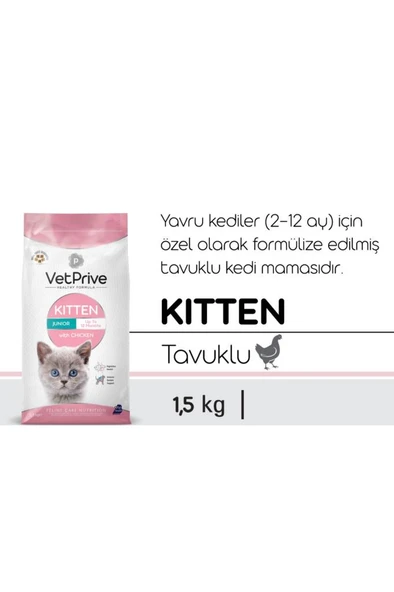 Vet Prive Kitten Yavru Kedi Maması 1,5 Kg - Resim 2