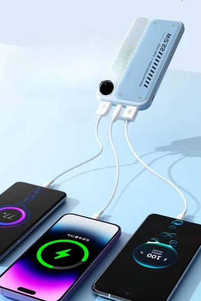 AMS NET® 10000 mAh Hızlı Şarj Özellikli Aynı Anda 4 Cihazı Şarj Edebilen Powerbank - Resim 9