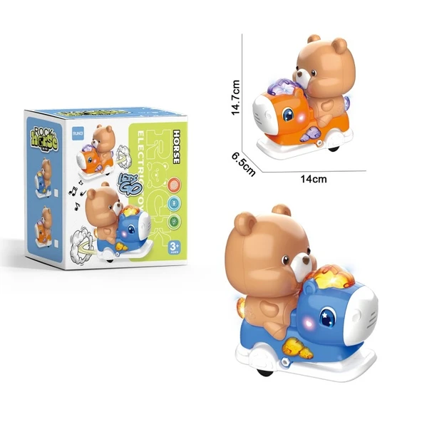 Sesli Işıklı Pilli Atlıkarınca Ayı  Çarp Dön Hareketli Oyuncak 14 cm ürün görseli 1