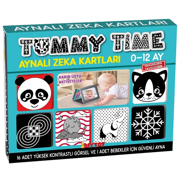 Diytoy Fiziksel ve Zihinsel Gelişim Seti: Tummy Time Aynalı Zeka Kartları + Manyetik Alfabe ve Meyve Sebzeler (3'lü Paket) - Resim 2