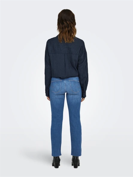 Only   ONLANN-KENYA MW CR AK FLA DNM SOO618NOOS Kadın Mavi Denim Pantolon - 15340941 - Resim 6