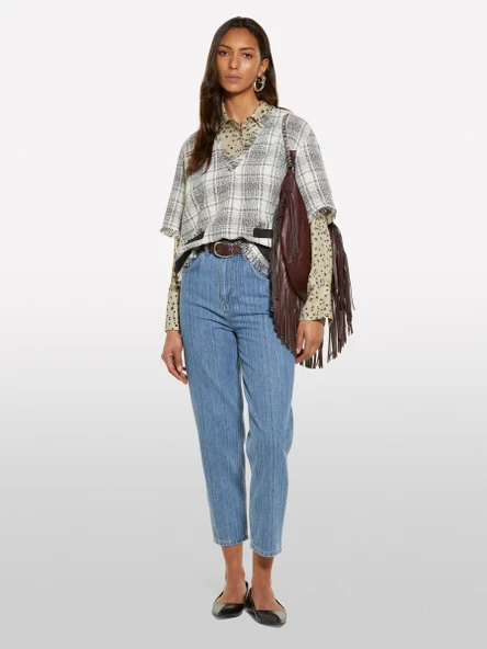 %100 Viskoz Desenli Regular Fit Gömlek Kadın Beyaz Mix Gömlek - 325P5PHVLQFF7 - Resim 4