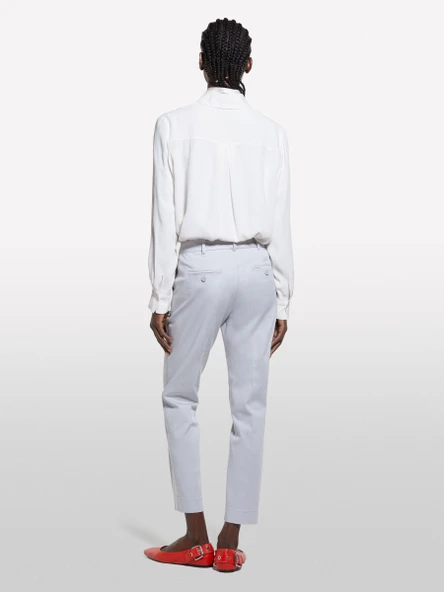 %100 Viskoz Arkası Uzun Over Fit Gömlek Kadın Bej Gömlek - 325P5IDTLQ08R - Resim 4