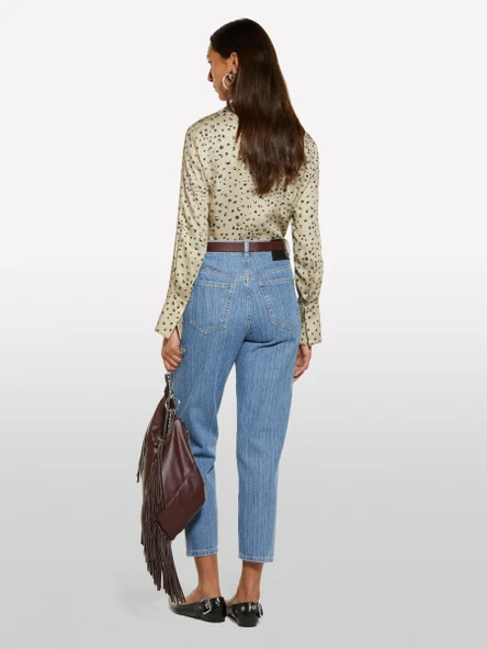 %100 Viskoz Desenli Regular Fit Gömlek Kadın Beyaz Mix Gömlek - 325P5PHVLQFF7 - Resim 3