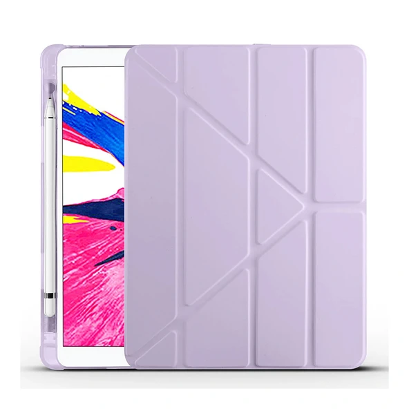 Apple iPad 10.2 2021 (9.Nesil) Kılıf Zore Tri Folding Kalem Bölmeli Standlı Kılıf - Resim 5