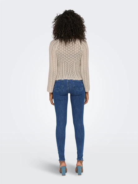 ONLNOLA LIFE LS RUCHING PULLOVER KNT Kadın Gri Kazak - 15273610 - Resim 4