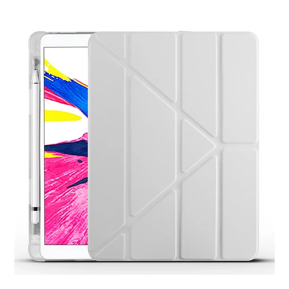 Apple iPad 10.2 2021 (9.Nesil) Kılıf Zore Tri Folding Kalem Bölmeli Standlı Kılıf - Resim 4